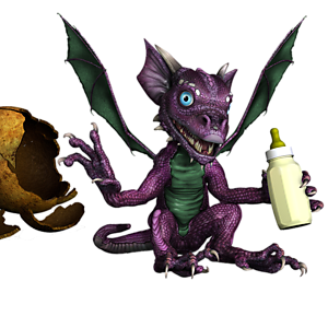 <b>Cynder</b> ist ein männliches Drachenbaby. Mit der richtigen Pflege wird es schnell wachsen und stark genug zum Fliegen werden.