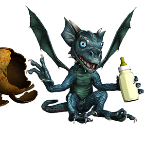 <b>Blue-Dragonia</b> ist ein weibliches Drachenbaby. Mit der richtigen Pflege wird es schnell wachsen und stark genug zum Fliegen werden.