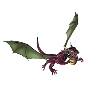 <b>Eugène </b> ist ein Drachenkind. Nun ist der richtige Moment, dem Kleinen Fliegen, Feuerspucken usw. beizubringen.